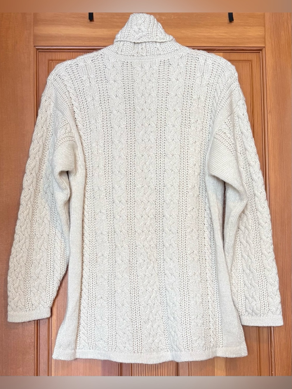 Deirdre McQuire Alpaca Cable Knit Turtleneck Sweater - Color Cream - Handmade - Picture 10 of 12